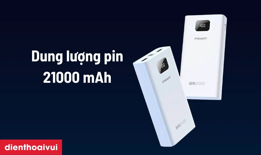 Pin dự ph&ograve;ng Pisen Mr White Digital 21.000 mAh