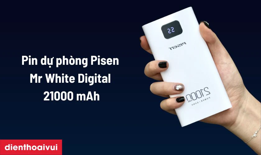 Pin dự ph&ograve;ng Pisen Mr White Digital dễ d&agrave;ng bỏ t&uacute;i, balo hoặc t&uacute;i x&aacute;ch