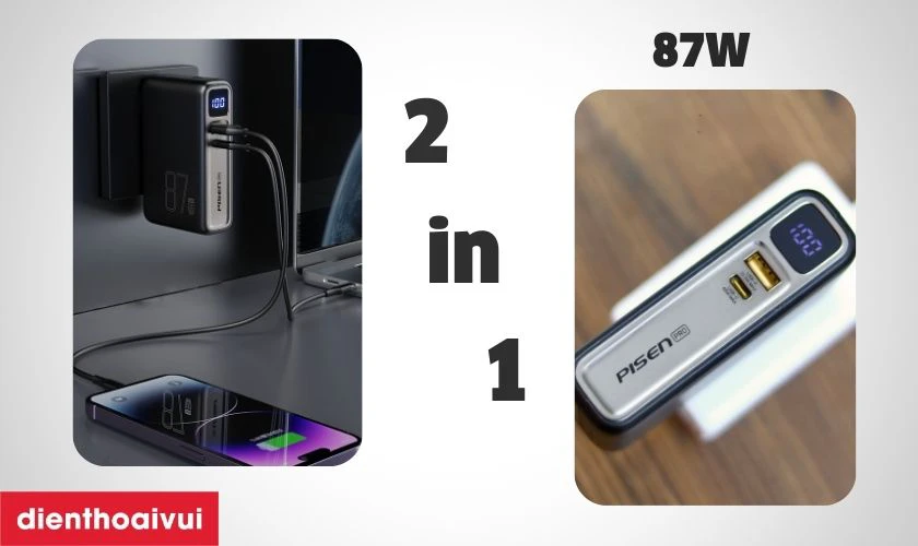 Pin Pisen Pro Super High Power Box được trang bị ch&acirc;n cắm dẹt hai chấu