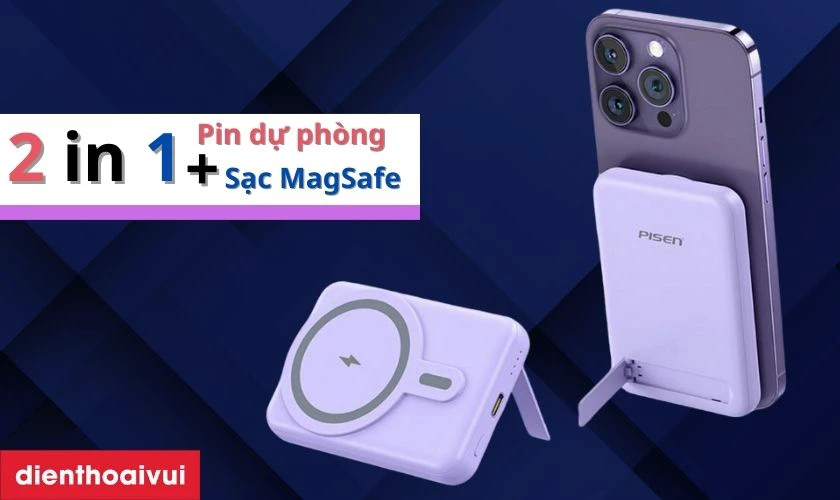 Pisen Quick Powermag 2-in-1 được thiết kế với chức năng kép