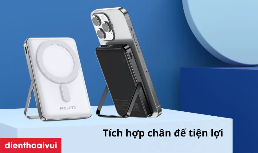 Pin dự ph&ograve;ng Pisen Quick Powermag 30W 10.000mAh thiết kế nhỏ gọn