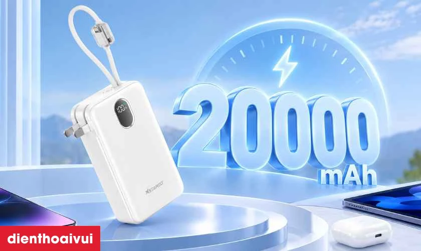 Dung lượng 20000mAh đ&aacute;p ứng nhu cầu sạc thiết bị trong ng&agrave;y thế n&agrave;o?