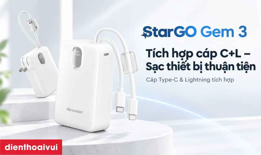 StarGO Gem 3 t&iacute;ch hợp c&aacute;p C+L gi&uacute;p sạc thiết bị thuận tiện ra sao?