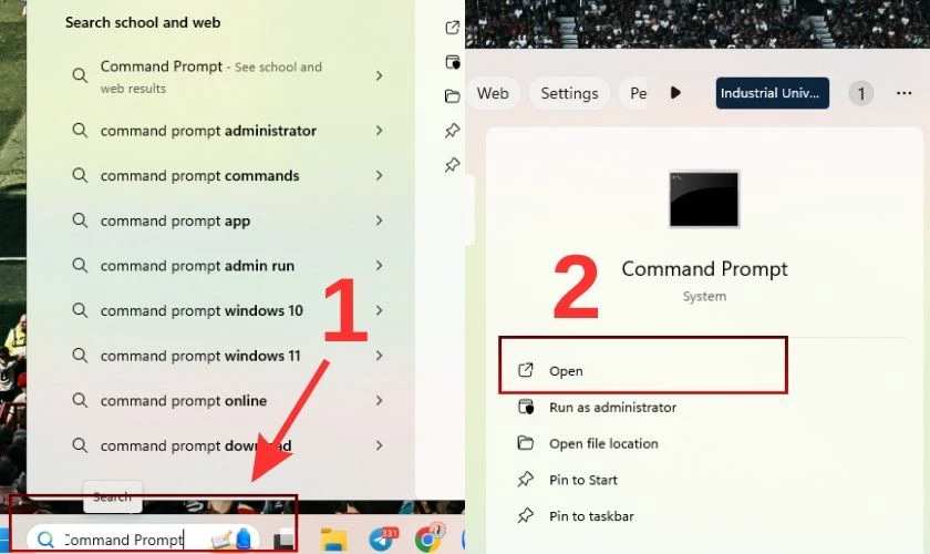 Nhập lệnh Command Prompt