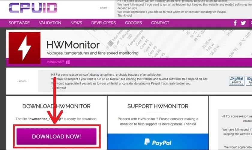 Tải v&agrave; c&agrave;i đặt phần mềm CPUID HWMonitor
