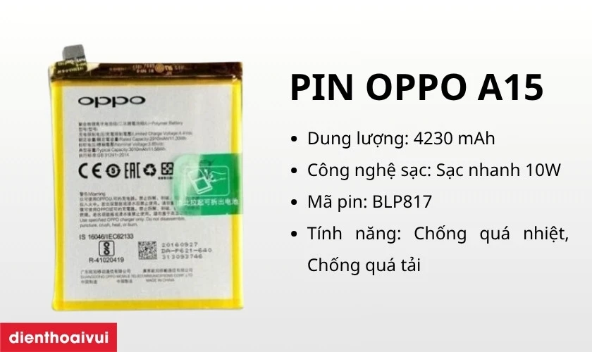 pin oppo a15