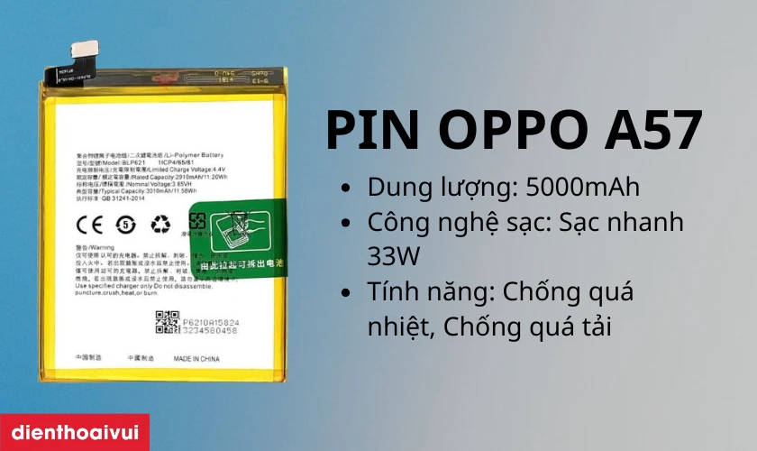 pin oppo a57