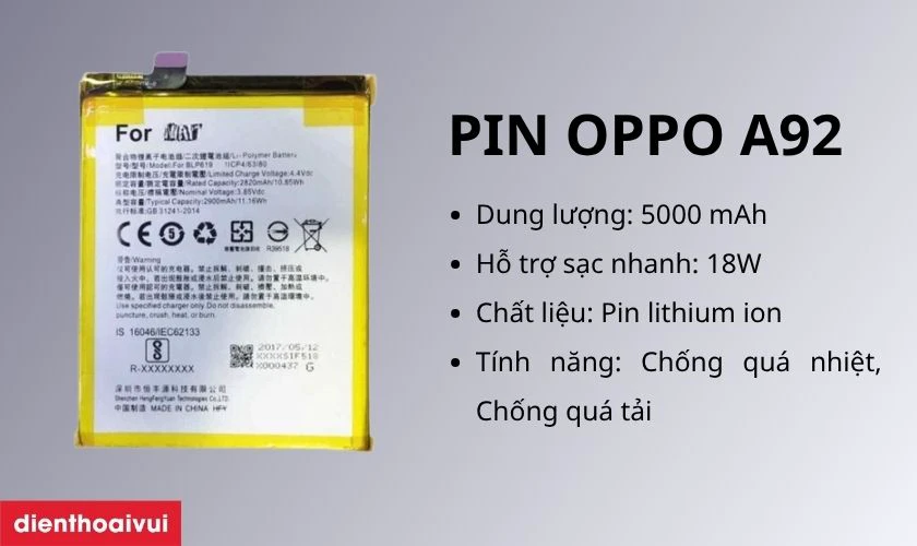 pin oppo a92