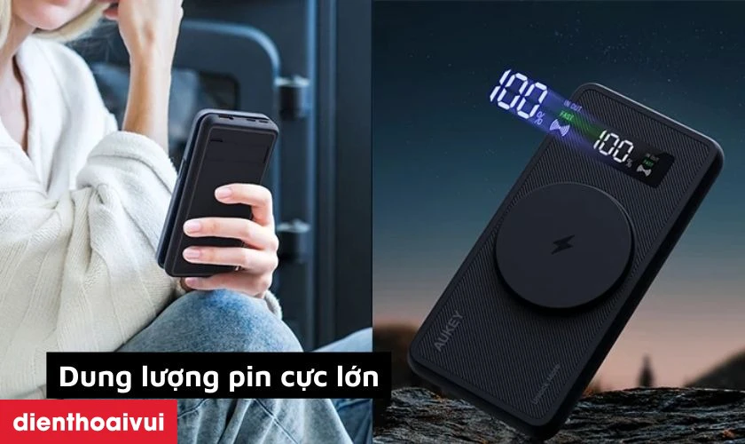 Dung lượng pin lớn đáp ứng nhu cầu sạc tức thời