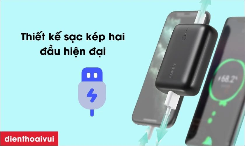 Thiết kế sạc k&eacute;p hai đầu hiện đại