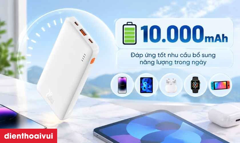 Baseus Airpow 10000mAh có thể sạc thiết bị bao nhiêu lần