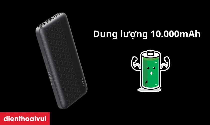 Dung lượng lớn thoải m&aacute;i nạp sạc bất cứ khi n&agrave;o bạn cần