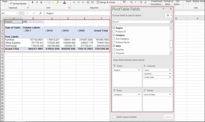 T&ugrave;y chỉnh Pivot Table theo c&aacute;ch bạn muốn để tổng hợp v&agrave; thống k&ecirc; dữ liệu