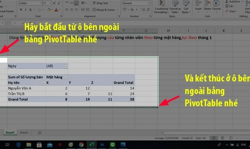 C&aacute;ch x&oacute;a Pivot Table trong Excel dễ d&agrave;ng