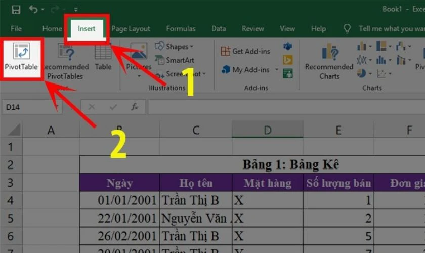 C&aacute;ch sử dụng Pivot Table trong Excel để thống k&ecirc; dữ liệu