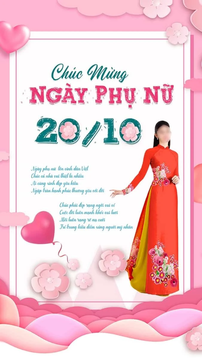 Chúc mừng ngày Phụ nữ Việt Nam bằng poster đẹp