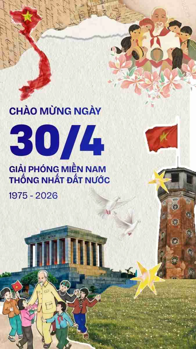 Mẫu thiết kế 30/4 tối giản cho mạng xã hội