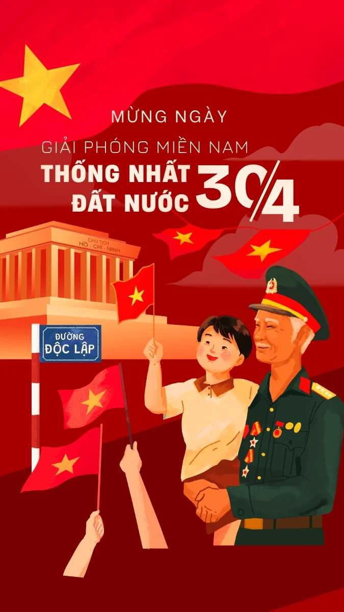 Mẫu đồ họa cờ đỏ sao vàng kỷ niệm 30/4