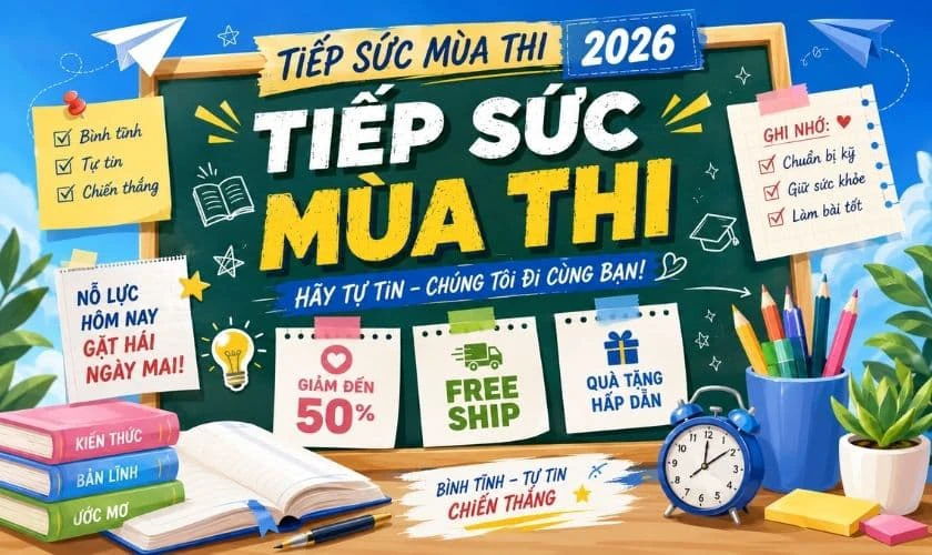 Poster khuyến mãi tiếp sức mùa thi ấn tượng