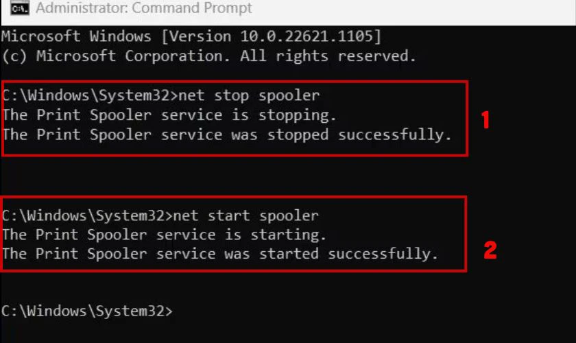 D&ugrave;ng Command Prompt fix lỗi Print Spooler Service tự tắt