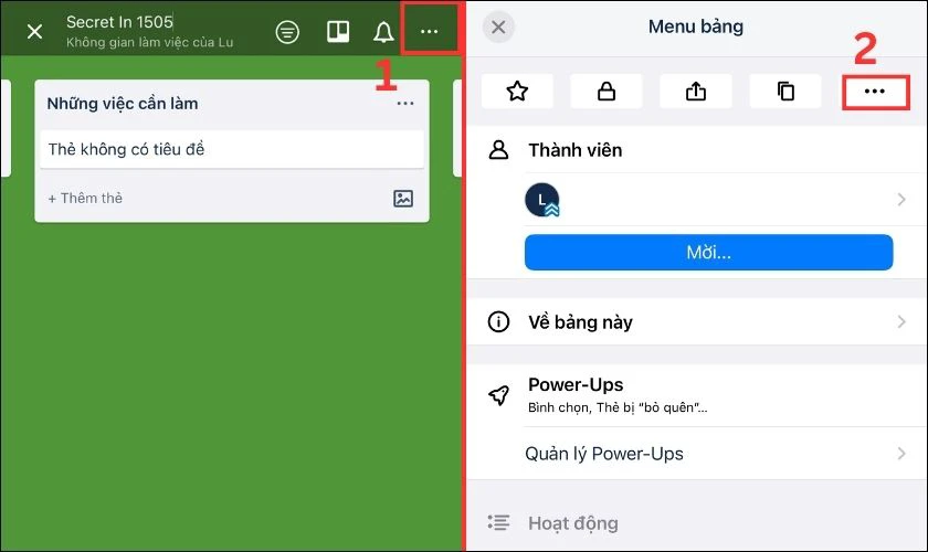 Chỉnh sửa t&ecirc;n bảng, quyền ri&ecirc;ng tư cho bảng Trello