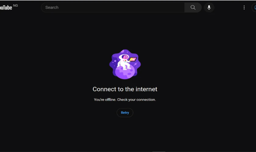 Lỗi kết nối hoặc kh&ocirc;ng c&oacute; phản hồi tr&ecirc;n YouTube