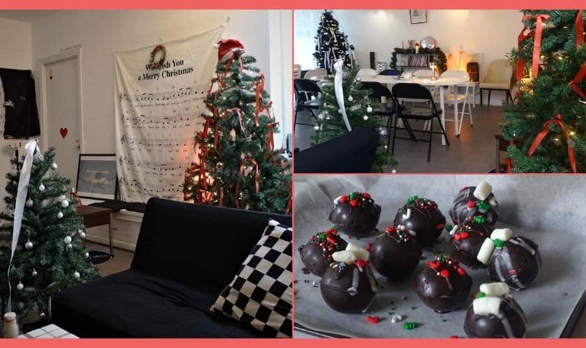 Qu&aacute;n cafe trang tr&iacute; Noel mới