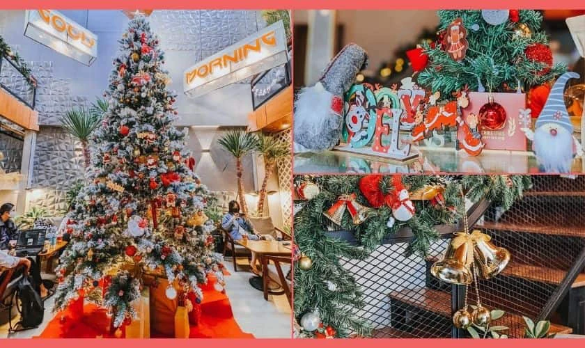 Qu&aacute;n cafe trang tr&iacute; Noel TPHCM