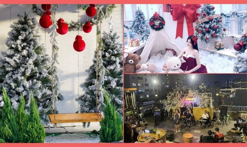 C&aacute;c qu&aacute;n Rooftop trang tr&iacute; Noel lộng lẫy
