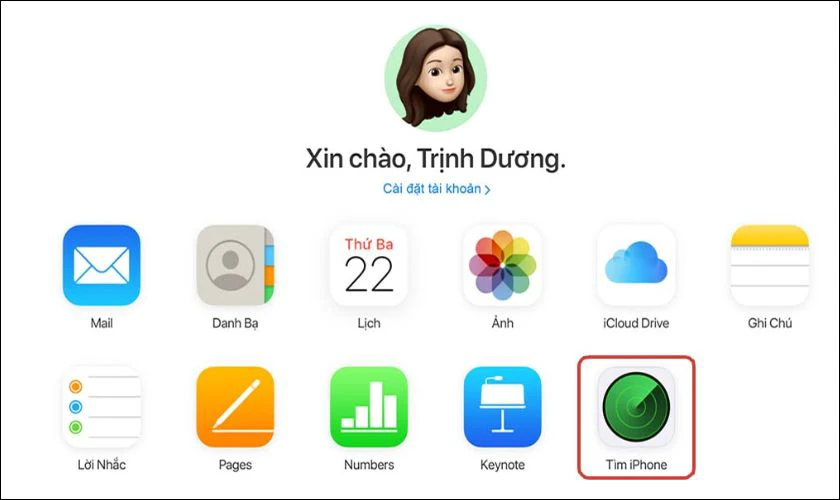 Chọn mục T&igrave;m iPhone (Find My iPhone)