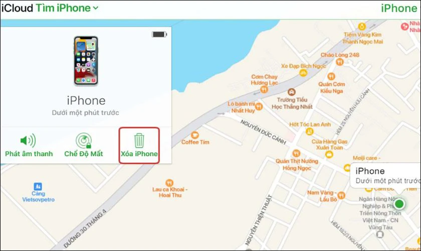 Chọn X&oacute;a iPhone (Erase iPhone)