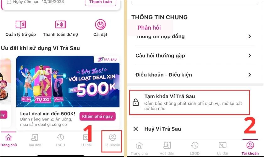 Có thể khoá ví trả sau trên MoMo được không