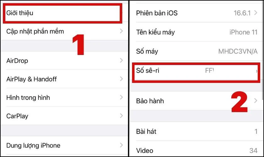 V&agrave;o mục Giới thiệu để t&igrave;m số Seri