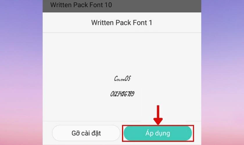 Nhấn &Aacute;p dụng để lưu kiểu chữ 
