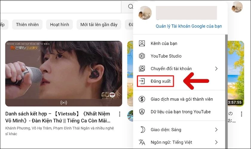 Nhấn v&agrave;o Đăng xuất