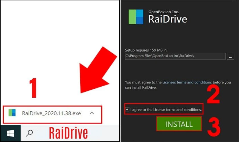 C&aacute;ch c&agrave;i đặt RaiDrive nhanh