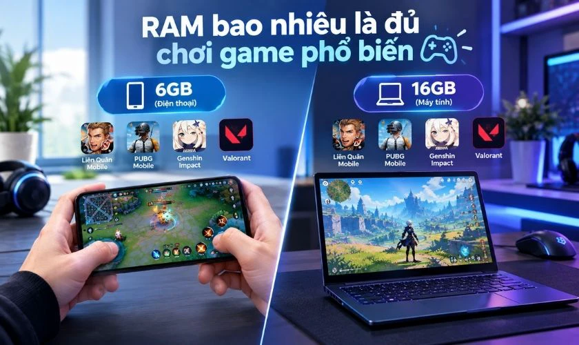 RAM bao nhiêu là đủ chơi game phổ biến