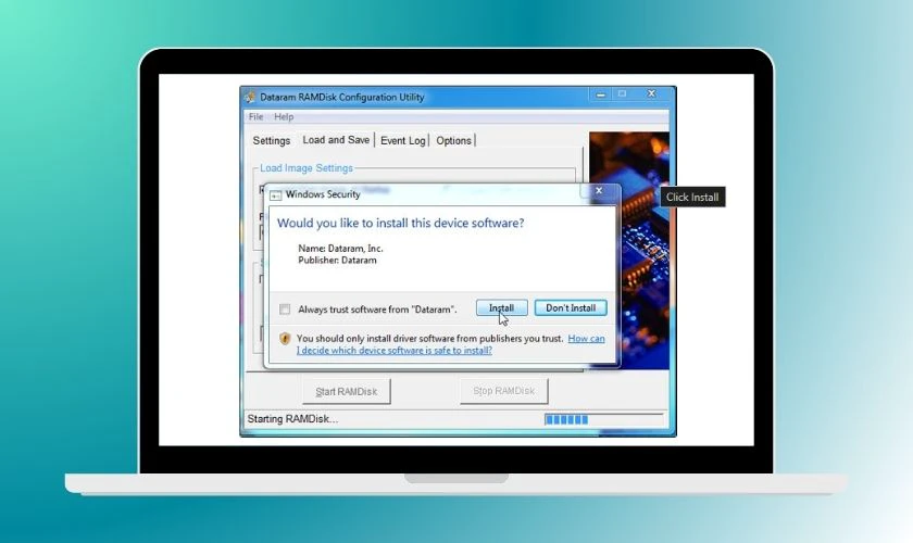 Nếu phần mềm yêu cầu cài thêm driver, chọn Install và chờ quá trình hoàn tất