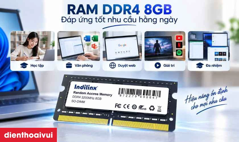 RAM DDR4 8GB đáp ứng những nhu cầu sử dụng nào?