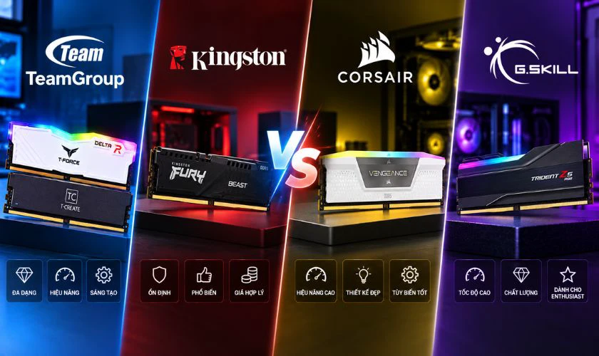 RAM TeamGroup có tốt không so với RAM Kingston, Corsair và G.Skill?