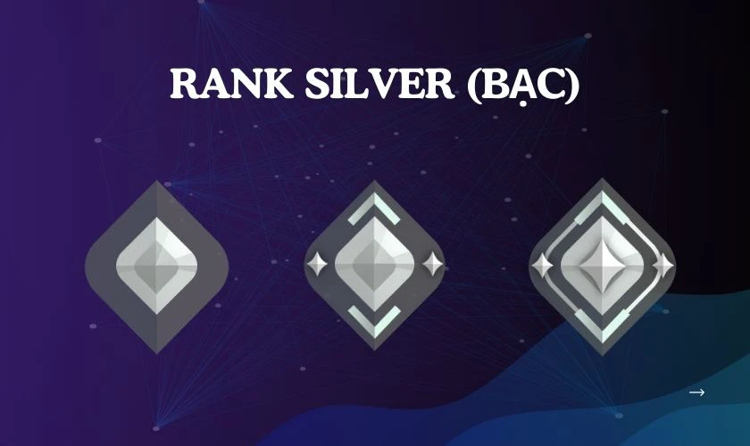 Silver (Bạc) l&agrave; bậc xếp hạng thứ ba từ dưới l&ecirc;n, nằm giữa Bronze (Đồng) v&agrave; Gold (V&agrave;ng)