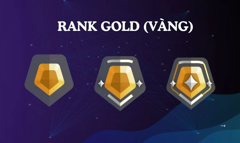 Gold (V&agrave;ng) l&agrave; bậc xếp hạng thứ tư từ dưới l&ecirc;n trong hệ thống rank của Valorant