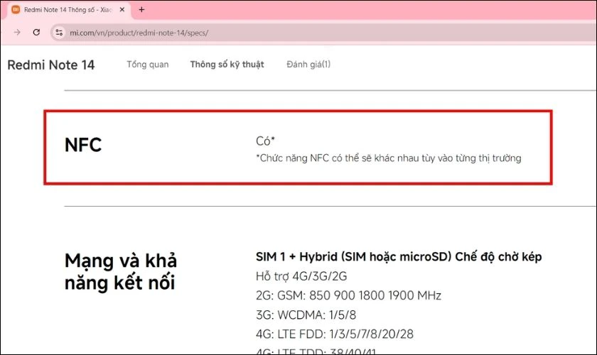 Cách kiểm tra Redmi Note 14 có NFC không?