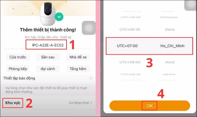 Ở bước n&agrave;y bạn c&oacute; thể đặt t&ecirc;n cho camera tại khung được đ&aacute;nh dấu trong ảnh