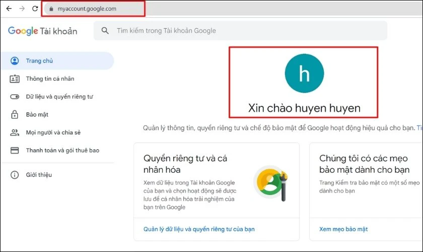 Truy cập vào tài khoản Google của bạn