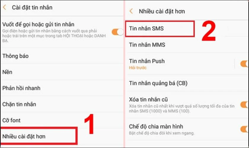 Chọn mục Tin nhắn SMS