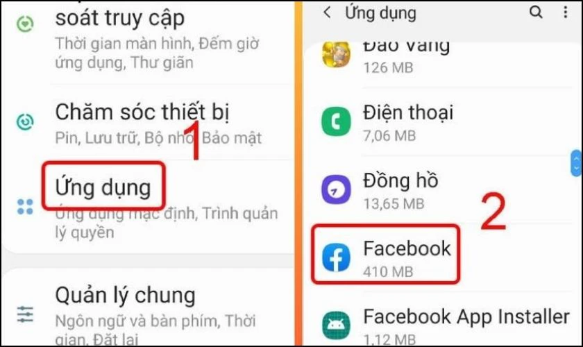 Giải phóng dữ liệu Facebook bằng Trình quản lý ứng dụng Android