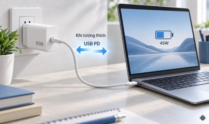 Sạc 65W cho 45W được không?