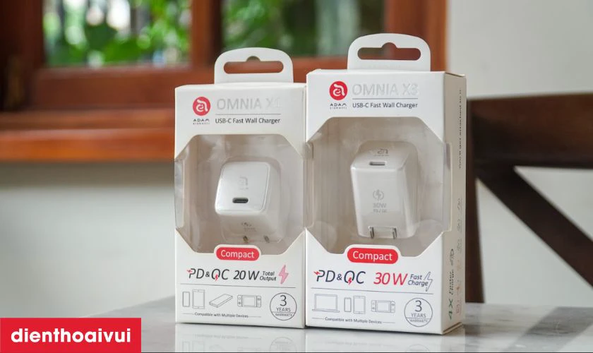 Sạc Adam Usb-C PD 20w Element Omnia x1 c&oacute; hiệu suất sạc nhanh ấn tượng