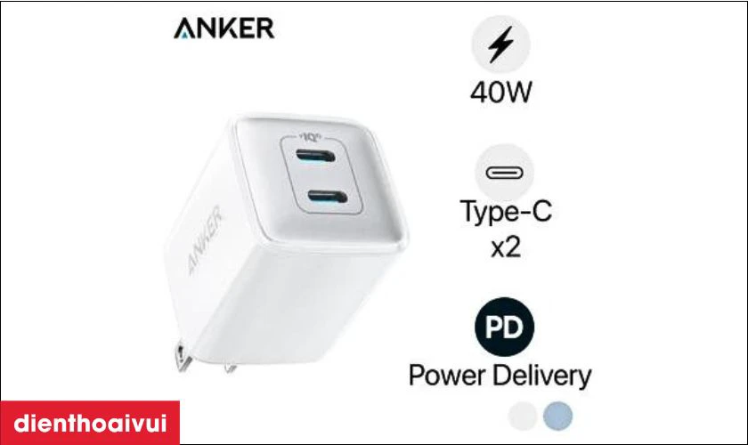 Đặc điểm của Sạc Anker 521 Nano Pro 2 Cổng 40W USB-C A2038